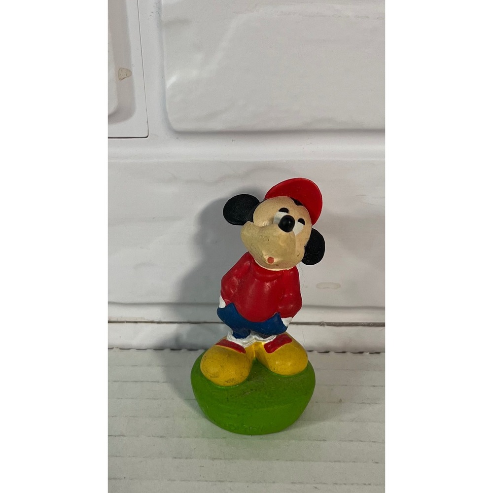 Disney Mickey Mouse Figurine Unisex Small Red Vintage PVC Streetwear Hat Figure